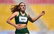 23 July 2025; Molly Daly of Team Ireland competes in the girls 200m heats at Todor Proeski National Arena during day three of the 2025 European Youth Summer Olympic Festival in Skopje, North Macedonia. Photo by Tyler Miller/Sportsfile