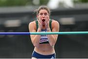 23 July 2025; Kate O'Connor, from Dundalk in Louth, representing Ulster University and Ireland, reacts during the women's heptathlon high jump on day seven of the FISU World University Games 2025 at Lohrheidestadion in Bochum, Germany. Photo by Shauna Clinton/Sportsfile
