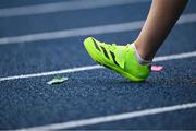23 July 2025; The shoes of Kate O'Connor, from Dundalk in Louth, representing Ulster University and Ireland, are seen during the women's heptathlon high jump on day seven of the FISU World University Games 2025 at Lohrheidestadion in Bochum, Germany. Photo by Shauna Clinton/Sportsfile