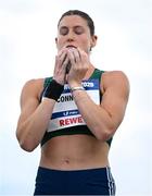 23 July 2025; Kate O'Connor, from Dundalk in Louth, representing Ulster University and Ireland, competes in the women's heptathlon shot put during day seven of the FISU World University Games 2025 at Lohrheidestadion in Bochum, Germany. Photo by Shauna Clinton/Sportsfile