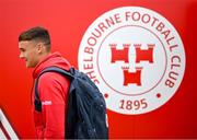 23 July 2025; Dan Ring of Shelbourne arrives before the UEFA Champions League Second Qualifying Round first leg match between Shelbourne and Qarabag FK at Tolka Park in Dublin. Photo by Stephen McCarthy/Sportsfile