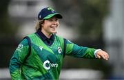 23 July 2025; Cara Murray of Ireland during match three of the Women's T20 International Series between Ireland and Zimbabwe at Sydney Parade in Dublin. Photo by Seb Daly/Sportsfile