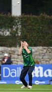 23 July 2025; Ireland fielder Orla Prendergast takes a catch to dismiss Zimbabwe batter Modester Mupachikwa, not pictured, during match three of the Women's T20 International Series between Ireland and Zimbabwe at Sydney Parade in Dublin. Photo by Seb Daly/Sportsfile
