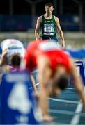 23 July 2025; Jack Raftery, from Castleknock in Dublin, representing Dublin City University and Ireland before the final of the men's 400m during day seven of the FISU World University Games 2025 at Lohrheidestadion in Bochum, Germany. Photo by Shauna Clinton/Sportsfile