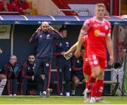23 July 2025; Shelbourne head coach Joey O'Brien during the UEFA Champions League Second Qualifying Round first leg match between Shelbourne and Qarabag FK at Tolka Park in Dublin. Photo by Stephen McCarthy/Sportsfile