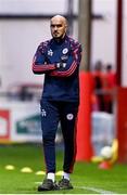 23 July 2025; Shelbourne head coach Joey O'Brien during the UEFA Champions League Second Qualifying Round first leg match between Shelbourne and Qarabag FK at Tolka Park in Dublin. Photo by Ben McShane/Sportsfile
