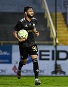 23 July 2025; Nariman Akhundzade of Qarabag celebrates after scoring his side's third goal during the UEFA Champions League Second Qualifying Round first leg match between Shelbourne and Qarabag FK at Tolka Park in Dublin. Photo by Ben McShane/Sportsfile