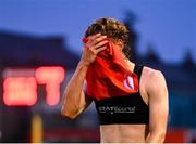 23 July 2025; Harry Wood of Shelbourne dejected after his side's defeat in the UEFA Champions League Second Qualifying Round first leg match between Shelbourne and Qarabag FK at Tolka Park in Dublin. Photo by Stephen McCarthy/Sportsfile