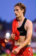 23 July 2025; Harry Wood of Shelbourne dejected after his side's defeat in the UEFA Champions League Second Qualifying Round first leg match between Shelbourne and Qarabag FK at Tolka Park in Dublin. Photo by Stephen McCarthy/Sportsfile