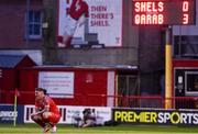 23 July 2025; Kameron Ledwidge of Shelbourne dejected after his side's defeat in the UEFA Champions League Second Qualifying Round first leg match between Shelbourne and Qarabag FK at Tolka Park in Dublin. Photo by Stephen McCarthy/Sportsfile