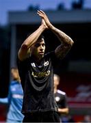 23 July 2025; Matheus Silva of Qarabag applauds the supporters after their side's victory in the UEFA Champions League Second Qualifying Round first leg match between Shelbourne and Qarabag FK at Tolka Park in Dublin. Photo by Ben McShane/Sportsfile