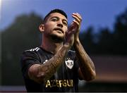 23 July 2025; Pedro Bicalho of Qarabag applauds the supporters after their side's victory in the UEFA Champions League Second Qualifying Round first leg match between Shelbourne and Qarabag FK at Tolka Park in Dublin. Photo by Ben McShane/Sportsfile
