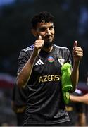 23 July 2025; Abdellah Zoubir of Qarabag after his side's victory in the UEFA Champions League Second Qualifying Round first leg match between Shelbourne and Qarabag FK at Tolka Park in Dublin. Photo by Ben McShane/Sportsfile