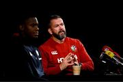 24 July 2025; Head coach Andy Farrell, right, and captain Maro Itoje during a British & Irish Lions media conference at Xavier College in Melbourne, Australia. Photo by Brendan Moran/Sportsfile