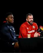 24 July 2025; Head coach Andy Farrell, right, and captain Maro Itoje during a British & Irish Lions media conference at Xavier College in Melbourne, Australia. Photo by Brendan Moran/Sportsfile
