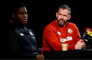 24 July 2025; Captain Maro Itoje, left, and head coach Andy Farrell during a British & Irish Lions media conference at Xavier College in Melbourne, Australia. Photo by Brendan Moran/Sportsfile