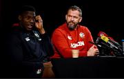 24 July 2025; Captain Maro Itoje, left, and head coach Andy Farrell during a British & Irish Lions media conference at Xavier College in Melbourne, Australia. Photo by Brendan Moran/Sportsfile