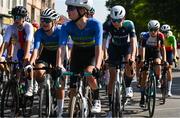 24 July 2025; Emer Heverin of Team Ireland competes in the girls road race during day four of the 2025 European Youth Summer Olympic Festival in Kumanovo, North Macedonia. Photo by Tyler Miller/Sportsfile