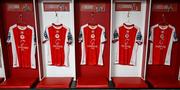 24 July 2025; A general view inside the St Patrick's Athletic dressing room before the UEFA Conference League Second Qualifying Round first leg match between St Patrick's Athletic and Nomme Kalju FC at Richmond Park in Dublin. Photo by Stephen McCarthy/Sportsfile