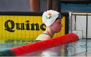 24 July 2025; Julia Dziedzic of Team Ireland after competing in the girls individual medley semi-final at the Olympic Swimming Pool Center during day four of the 2025 European Youth Summer Olympic Festival in Skopje, North Macedonia. Photo by Tyler Miller/Sportsfile