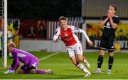 24 July 2025; Chris Forrester of St Patrick's Athletic celebrates after scoring his side's first goal during the UEFA Conference League Second Qualifying Round first leg match between St Patrick's Athletic and Nomme Kalju FC at Richmond Park in Dublin. Photo by Stephen McCarthy/Sportsfile