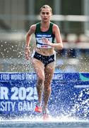 25 July 2025; Ava O'Connor, from Emo in Laois, respresenting Adams State University and Ireland, on her way to winning the women's 3000m steeplechase heats during day nine of the FISU World University Games 2025 at Lohrheidestadion in Bochum, Germany. Photo by Shauna Clinton/Sportsfile