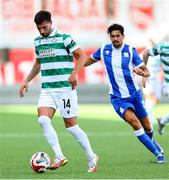 24 July 2025; Danny Mandroiu of Shamrock Rovers during the UEFA Conference League Second Qualifying Round first leg match between St Joseph's and Shamrock Rovers at Victoria Stadium in Gibraltar. Photo by Salva Castizo/Sportsfile