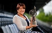 25 July 2025; Lifetime Achievement Award Recipient and former Waterford footballer Aine Wall pictured  with her award during the GPA Legends Lunch at Croke Park in Dublin. Photo by Sam Barnes/Sportsfile