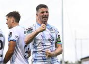 25 July 2025; Pádraig Amond of Waterford celebrates scoring his side's second goal during the SSE Airtricity Men's Premier Division match between Galway United and Waterford at Eamonn Deacy Park in Galway. Photo by Piaras Ó Mídheach/Sportsfile