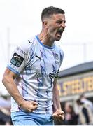 25 July 2025; Pádraig Amond of Waterford celebrates scoring his side's second goal during the SSE Airtricity Men's Premier Division match between Galway United and Waterford at Eamonn Deacy Park in Galway. Photo by Piaras Ó Mídheach/Sportsfile