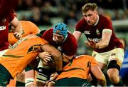 26 July 2025; Tadhg Beirne of British & Irish Lions in action against Will Skelton of Australia during the second test match between Australia and the British & Irish Lions at the Melbourne Cricket Ground in Melbourne, Australia. Photo by Brendan Moran/Sportsfile