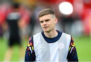 23 July 2025; Sean Gannon of Shelbourne before the UEFA Champions League Second Qualifying Round first leg match between Shelbourne and Qarabag FK at Tolka Park in Dublin. Photo by Stephen McCarthy/Sportsfile