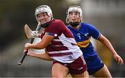 26 July 2025; Ailish O'Reilly of Galway in action against Sarah Corcoran of Tipperary during the Glen Dimplex All-Ireland Camogie Senior Championship semi-final match between Galway and Tipperary at UPMC Nowlan Park, Kilkenny. Photo by Ben McShane/Sportsfile