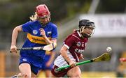 26 July 2025; Aoife Donohue of Galway in action against Emma Carey of Tipperary during the Glen Dimplex All-Ireland Camogie Senior Championship semi-final match between Galway and Tipperary at UPMC Nowlan Park, Kilkenny. Photo by Ben McShane/Sportsfile