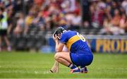 26 July 2025; Mairead Eviston of Tipperary reacts after her side's defeat in the Glen Dimplex All-Ireland Camogie Senior Championship semi-final match between Galway and Tipperary at UPMC Nowlan Park, Kilkenny. Photo by Ben McShane/Sportsfile