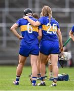 26 July 2025; Niamh Treacy, right, and Mairead Eviston of Tipperary react after their side's defeat in the Glen Dimplex All-Ireland Camogie Senior Championship semi-final match between Galway and Tipperary at UPMC Nowlan Park, Kilkenny. Photo by Ben McShane/Sportsfile