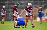 26 July 2025; Ailish O'Reilly, right, and Niamh Mallon of Galway console Caoimhe McCarthy of Tipperary after the Glen Dimplex All-Ireland Camogie Senior Championship semi-final match between Galway and Tipperary at UPMC Nowlan Park, Kilkenny. Photo by Ben McShane/Sportsfile