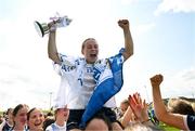 26 July 2025; Ava Connolly of Waterford celebrates with the cup after the ZuCar All-Ireland U18 C Ladies Football Championship final match between Waterford and Westmeath at Baltinglass GAA in Wicklow. Photo by Stephen Marken/Sportsfile