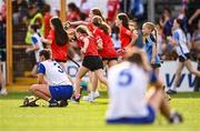 26 July 2025; Keeley Corbett Barry, left, and Orla Hickey of Waterford react after their side's defeat in the Glen Dimplex All-Ireland Camogie Senior Championship semi-final match between Cork and Waterford at UPMC Nowlan Park, Kilkenny. Photo by Ben McShane/Sportsfile