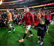 26 July 2025; Owen Farrell of British & Irish Lions walks onto the pitch before the second test match between Australia and the British & Irish Lions at the Melbourne Cricket Ground in Melbourne, Australia. Photo by Brendan Moran/Sportsfile