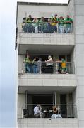 27 July 2025; Supporters at the Croke Park hotel before the GAA Football All-Ireland Senior Championship final match between Kerry and Donegal at Croke Park in Dublin. Photo by Stephen McCarthy/Sportsfile