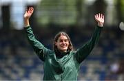 27 July 2025; Nicola Tuthill, from Kilbrittain in Cork, representing University College Dublin and Ireland, after finishing second in the women's hammer throw final during day eleven of the FISU World University Games 2025 at Lohrheidestadion in Bochum, Germany. Photo by Shauna Clinton/Sportsfile