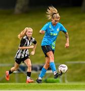 27 July 2025; Ciara Smith of Terenure Rangers in action against Isabella Chambers of Whitehall Rangers during the FAI Women’s Amateur Cup final match between Terenure Rangers and Whitehall Rangers at UCD Bowl in Dublin. Photo by Ben McShane/Sportsfile