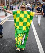 27 July 2025; Donegal supporter Bernie Doherty, from Buncrana, Donegal, before the GAA Football All-Ireland Senior Championship final match between Kerry and Donegal at Croke Park in Dublin. Photo by Stephen McCarthy/Sportsfile
