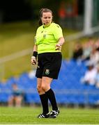 27 July 2025; Referee Vicki McEnery during the FAI Women’s Amateur Cup final match between Terenure Rangers and Whitehall Rangers at UCD Bowl in Dublin. Photo by Ben McShane/Sportsfile