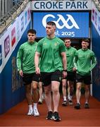 27 July 2025; Patrick McBrearty of Donegal and his teammates walk the pitch before the GAA Football All-Ireland Senior Championship final match between Kerry and Donegal at Croke Park in Dublin. Photo by Seb Daly/Sportsfile