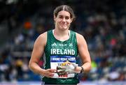 27 July 2025; Nicola Tuthill, from Kilbrittain in Cork, representing University College Dublin and Ireland, smiles after her throw secures a second place position in the women's hammer throw final on day eleven of the FISU World University Games 2025 at Lohrheidestadion in Bochum, Germany. Photo by Shauna Clinton/Sportsfile