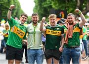 27 July 2025; Kerry supporters, from Dingle, Co Kerry, left to right, Tadhg Browne, David O'Connor, Stephen Evans, and Donnie Sheehy, ahead of the GAA Football All-Ireland Senior Championship final match between Kerry and Donegal at Croke Park in Dublin. Photo by Daire Brennan/Sportsfile