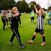 27 July 2025; Whitehall Rangers captain Charlie Graham, right, Whitehall Rangers manager Jennifer Kett after the FAI Women’s Amateur Cup final match between Terenure Rangers and Whitehall Rangers at UCD Bowl in Dublin. Photo by Ben McShane/Sportsfile
