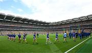 27 July 2025; The Kerry team on their own during the parade before the GAA Football All-Ireland Senior Championship final match between Kerry and Donegal at Croke Park in Dublin. Photo by Stephen McCarthy/Sportsfile